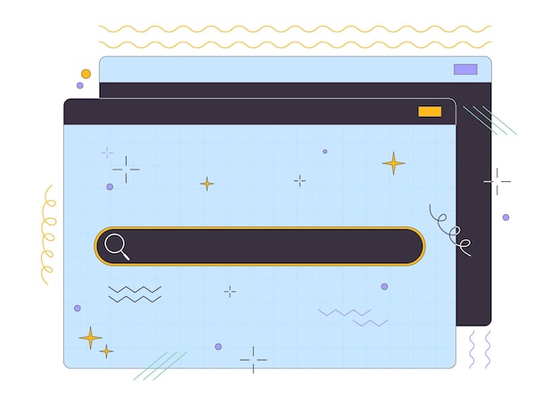 Search field on webpage 2D linear cartoon object