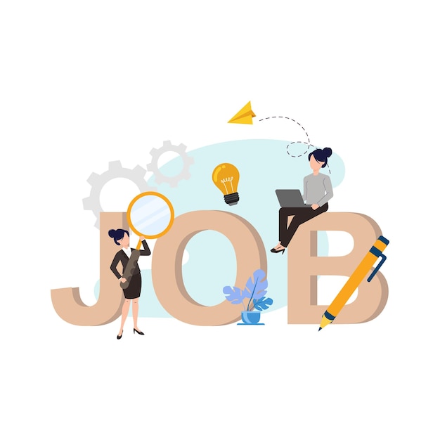 Search file or jobs business people flat design illustration