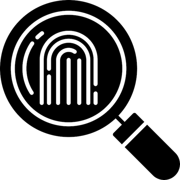 Vector search fingerprint solid glyph vector illustration