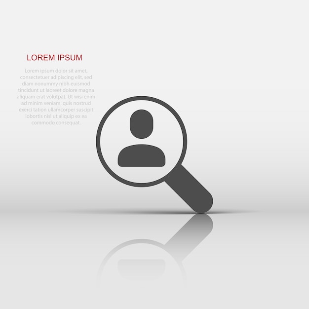 Search job vacancy icon in flat style Loupe career vector illustration on white isolated background Find people employer business concept