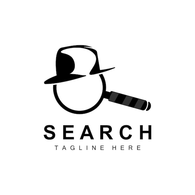 Search Logo Design Detective Illustration Home search Glass Lens Company Brand Vector