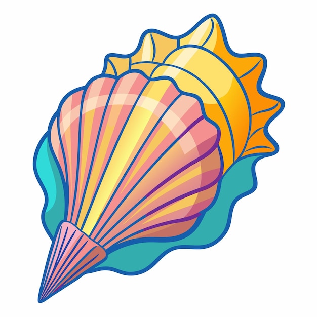 Vector seashell clipart cartoon style vector illustration