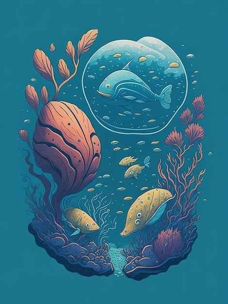 Seashell Symphony Underwater Scene with Marine Mashup