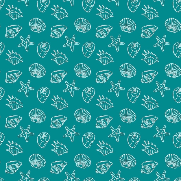 Seashells pattern Seamless pattern with shells for fabric and design Vector illustration