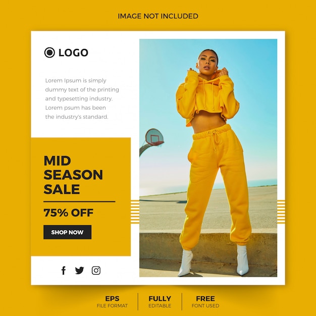 Season fashion sale Instagram post template or square flyer