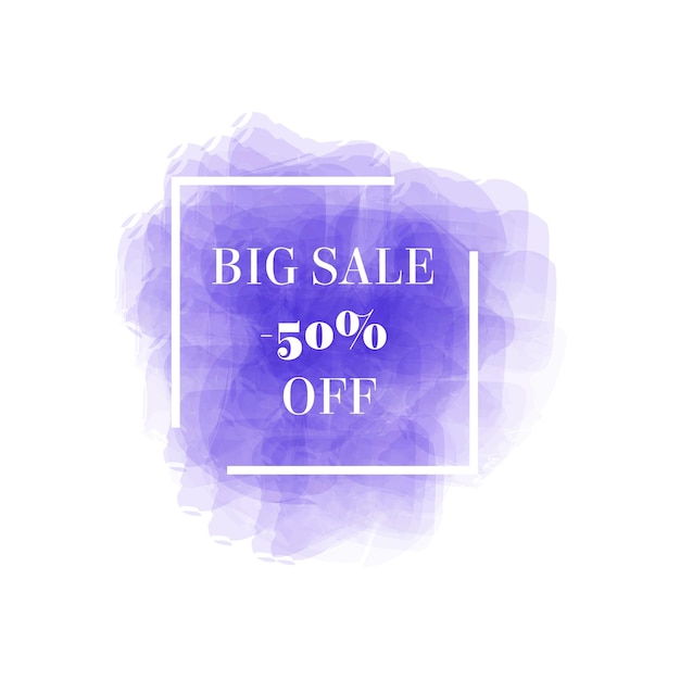 Season sale 50 off sign over blue abstract brush painted background vector illustration