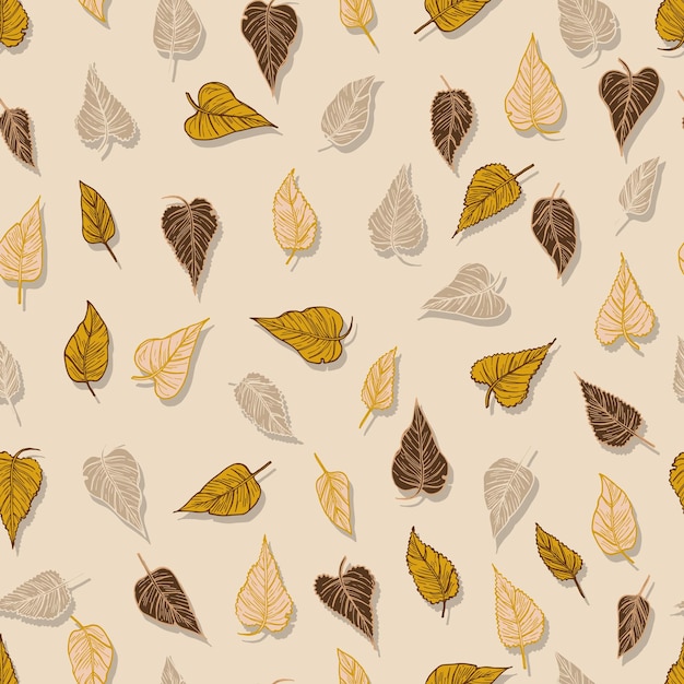 Seasonal autumn fallen yellowed leaves vector seamless pattern for fabrics prints packaging and cards