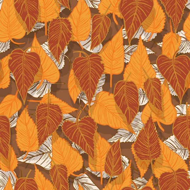 Seasonal autumn fallen yellowed leaves vector seamless pattern for fabrics prints packaging and cards