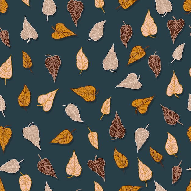 Seasonal autumn fallen yellowed leaves vector seamless pattern for fabrics prints packaging and cards