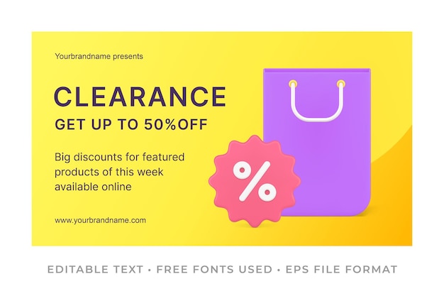 Seasonal clearance online sale discount with percentage symbol and paper shopping bag promo banner 3d icon vector illustration Black friday special price offer for internet order purchase advertising