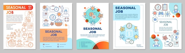 Vector seasonal job brochure template layout. temporary employment. flyer, booklet, leaflet print design with linear illustrations. vector page layouts for magazines, annual reports, advertising posters