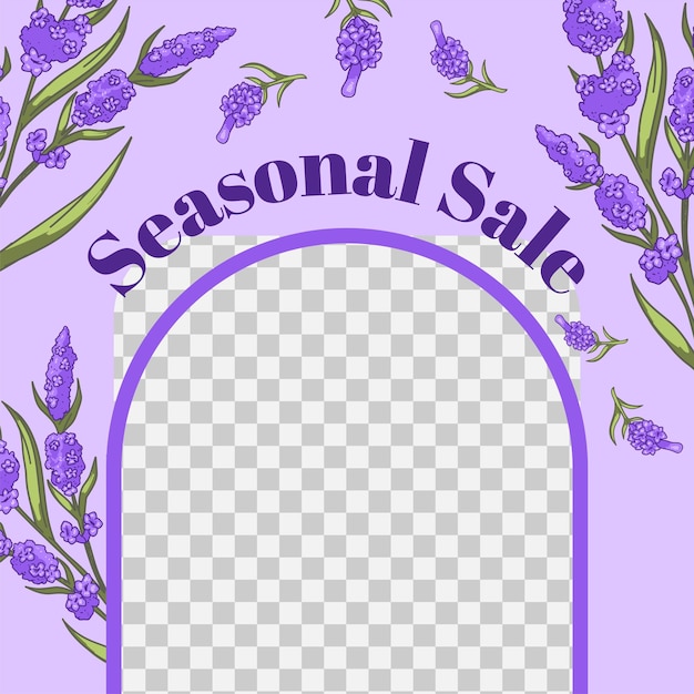 Seasonal sale frame with spring flowers in bloom