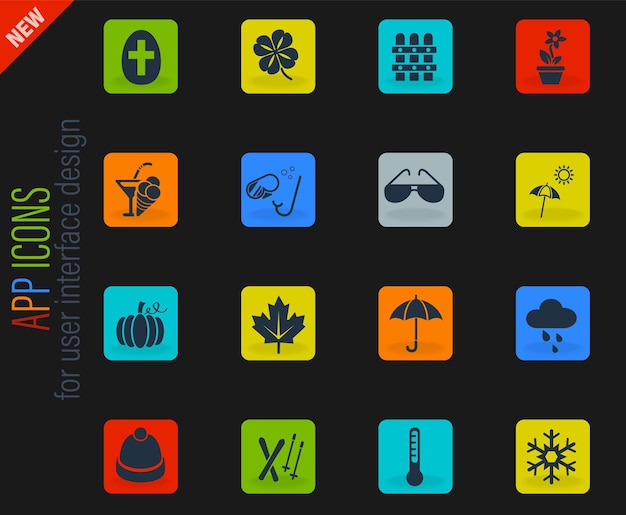 Seasons icon set