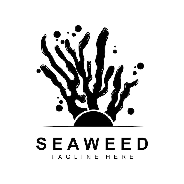 Seaweed Logo Design Underwater Plant Illustration Cosmetics And Food Ingredients