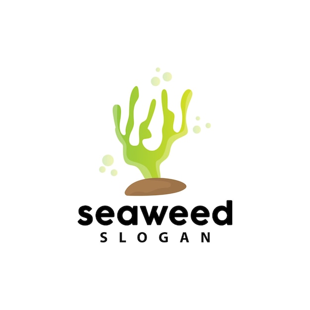 Seaweed Logo Underwater Plant Vector Simple Leaf Design Illustration Template Symbol Icon