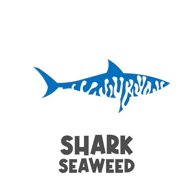 Seaweed Pattern on a Blue Shark Vector Illustration