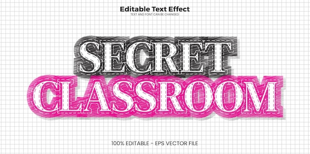 Secret classroom editable text effect in modern trend style