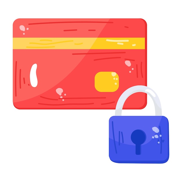 Secure card flat sticker icon