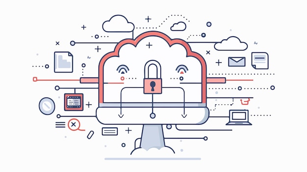 Vector secure cloud service concept loop icon