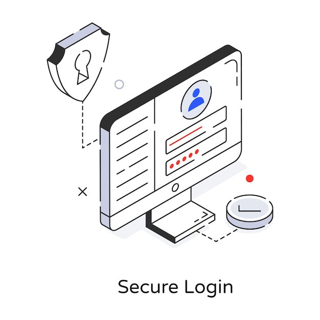 Secure login icon designed in isometric style