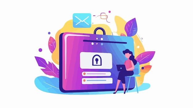 Vector secure login and signup concept flat illustration