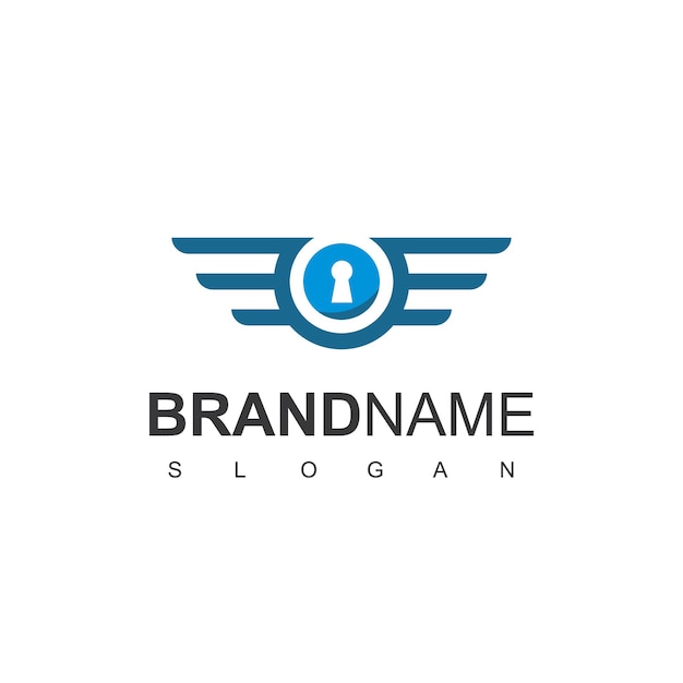 Secure Logo Design With Keyhole And Wings Symbol