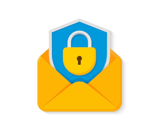 Secure mail flat icon Email security concept with envelope shield and lock