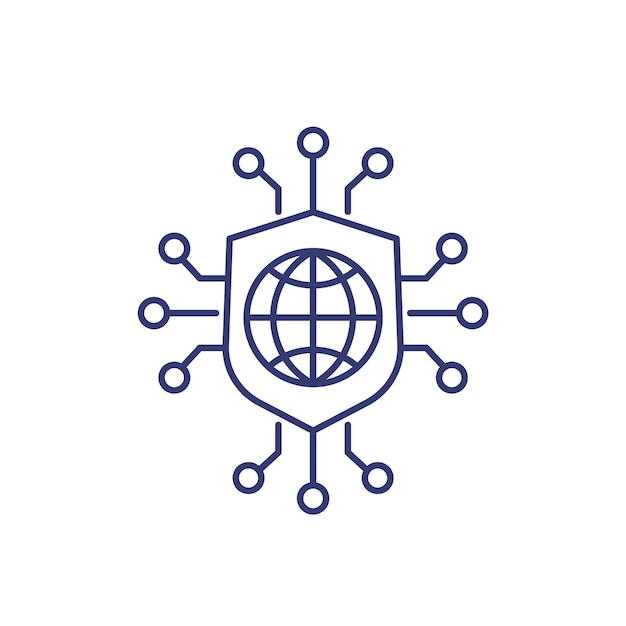 Secure network online security line icon