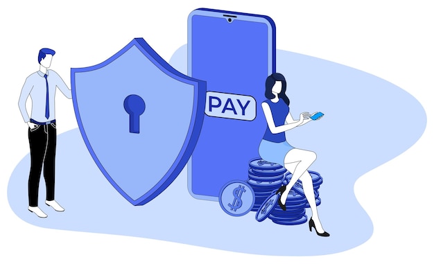 Secure online paymentsThe concept of secure online bankingWireless online payment via smartphone