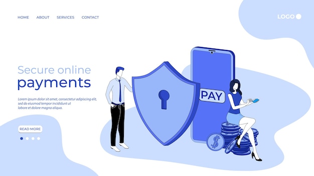 Secure online paymentsThe concept of secure online bankingWireless online payment via smartphone