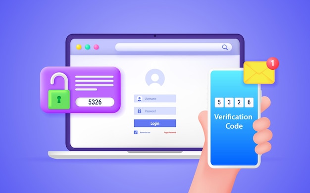 Secure password verification with twofactor authentication SMS notification with a security code on a smartphone 2fa checking the entrance on the site