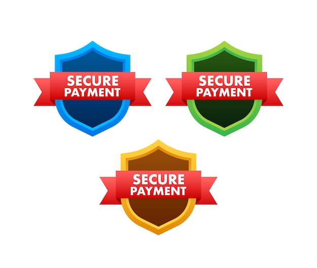 Secure payment Credit card icon with shield Secure transaction Vector stock illustration