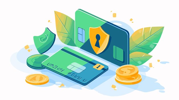 Vector secure payment credit card protection icon for online transactions