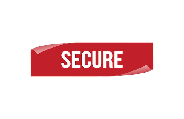 Secure red ribbon label banner Open available now sign or Secure tag