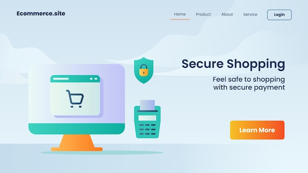 Secure shopping campaign for web website home homepage landing page banner template flyer