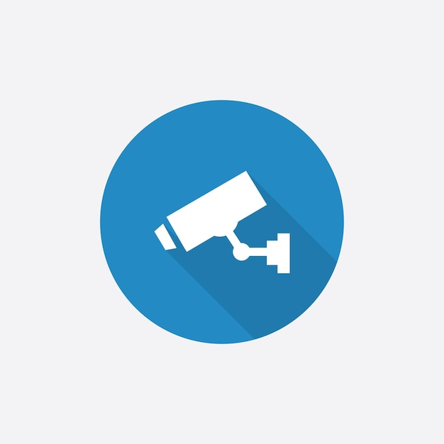 Security camera Flat Blue Simple Icon with long shadowxA