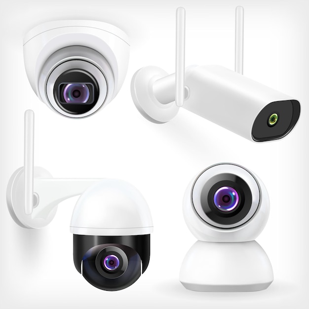 Security cameras house electronic smart technologies decent realistic set