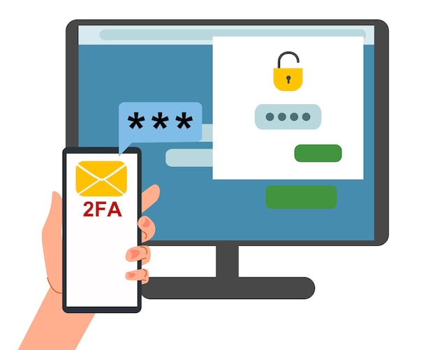 The security concept of twofactor authentication lock icons in the account on the computer monitor s