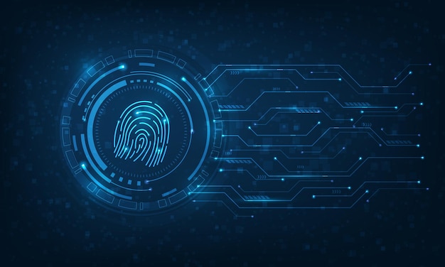 Security fingerprint cyber technology with curcuit. online innovation biometrics identification.