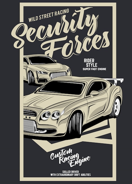 Security forces,  illustration of classic race car