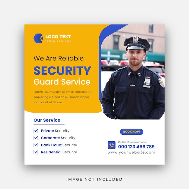 Security Guard Services Social Media Post Or Instagram Square Flyer Template Design