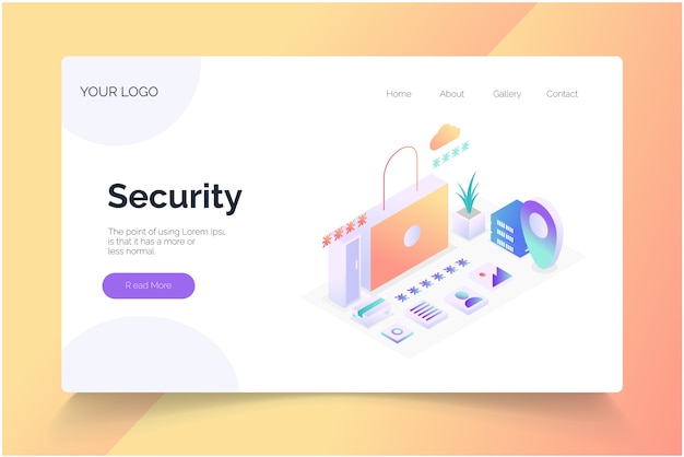 Security isometric. landing page template