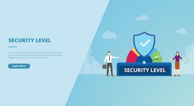 Security level concept for website landing homepage template banner or slide presentation vector illustration