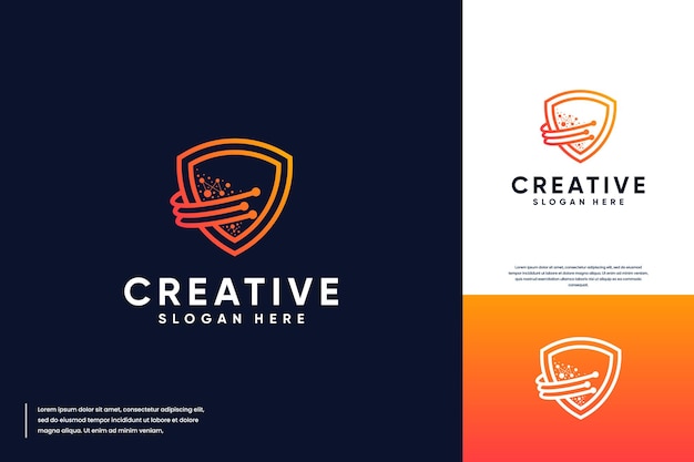 Vector security logo with shield concept digital security logo design template