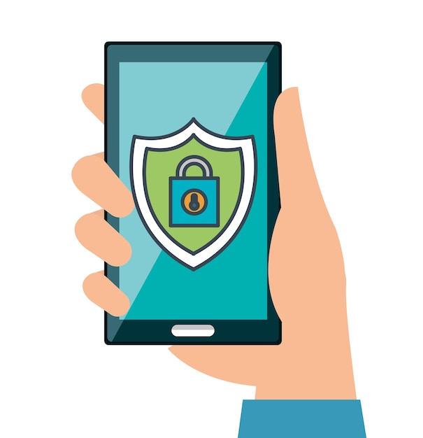 security mobile app virtual with hand 