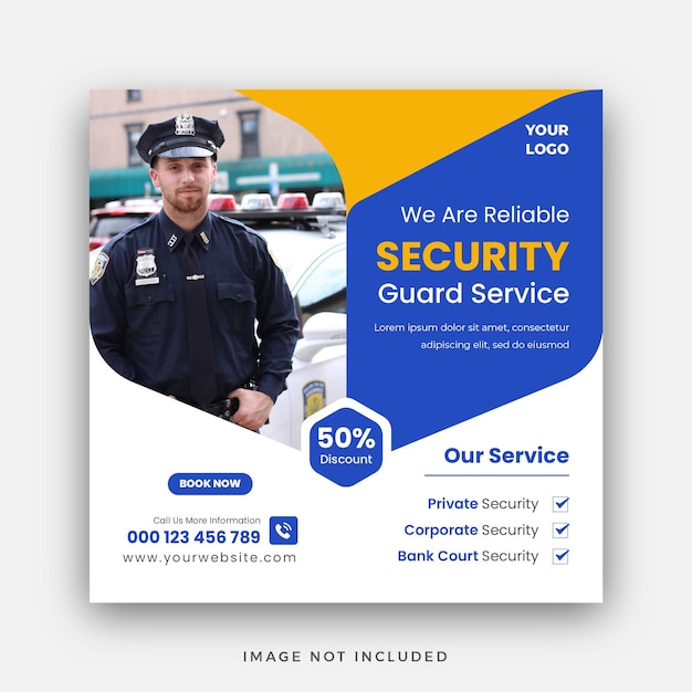 Security Service Social Media Instagram Post Web banner Or Square Banner Template Design