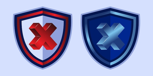 Security shield danger protection icon with cross symbol