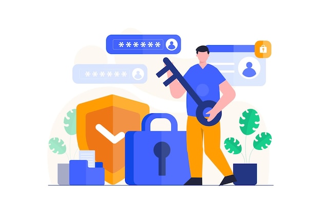 Security with man flat illustration design