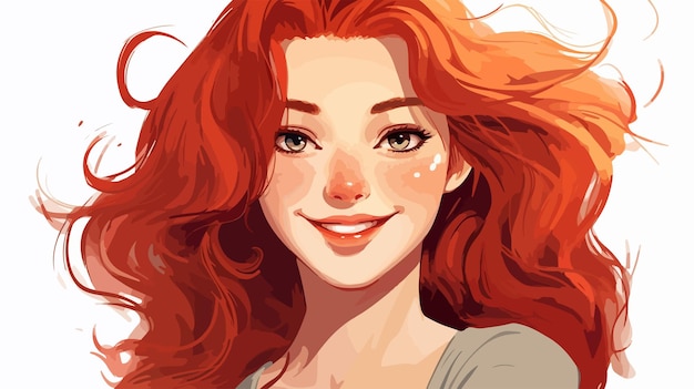 Vector seductive redhaired woman with tender facial expression sensual female portrait