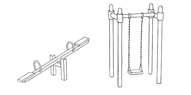 Seesaw and swing hand drawn